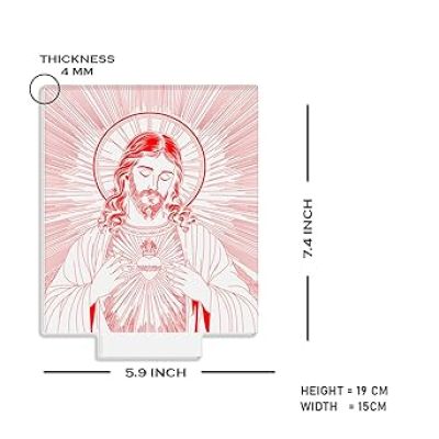 Jesus 3D Illusion Night Lamp with Warm White Light  Gift for Christian Friend  Christmas Decor Light  Home & Office Decor Light